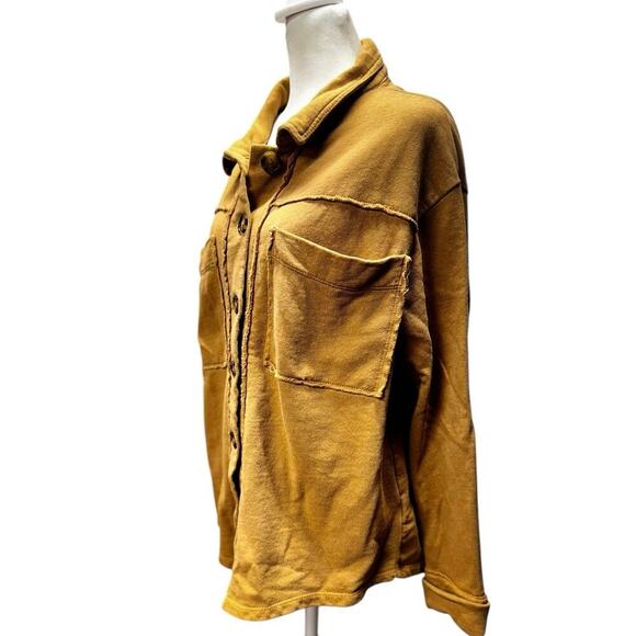 Nordstrom Rack Kensie Oversized Brown Raw Edge Button Front Shacket Size Large - Picture 9 of 13